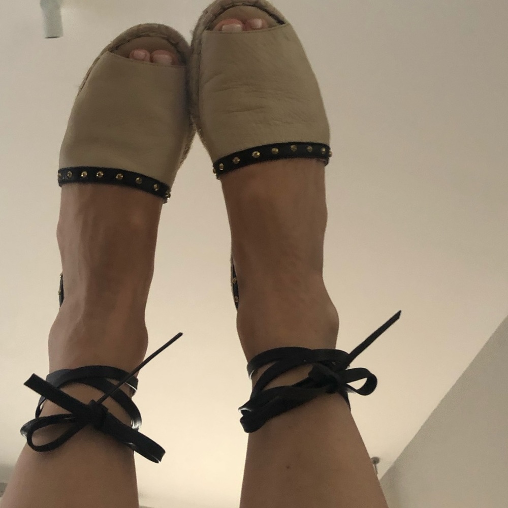 Espadrille wrap tie shoe